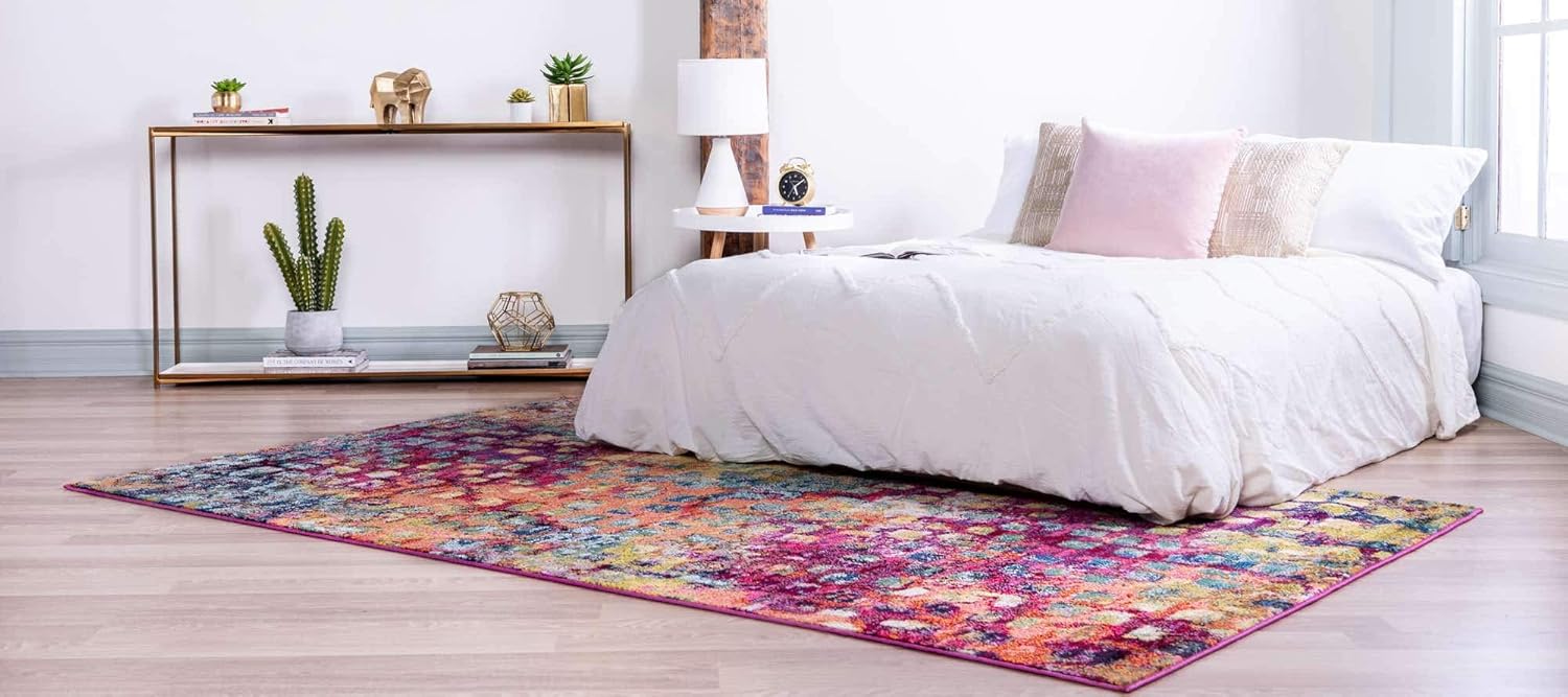 Unique Loom Jardin Collection Colorful, Vibrant, Abstract, Modern Area Rug, 8 x 10 ft, Multi/Blue