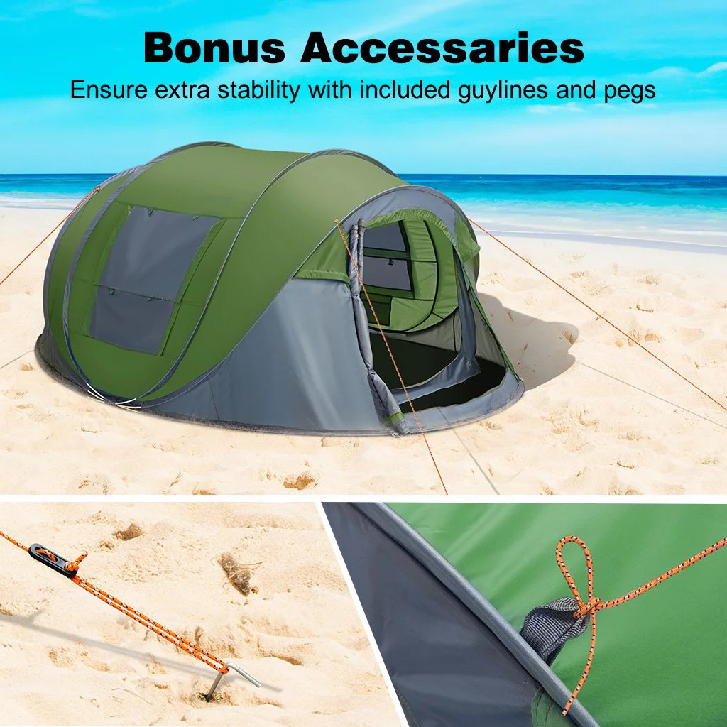 4 Person Easy Pop up Tent Waterproof Automatic Setup 2 Doors-Instant Family Tents for Camping Hiking & Traveling