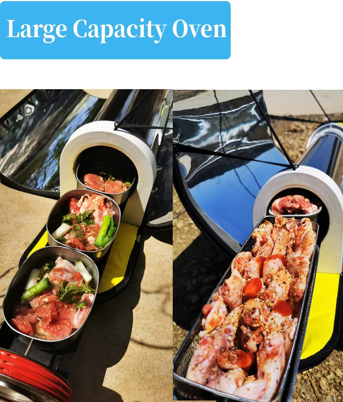 Solar Oven Portable Oven-4.5L Large Capacity Solar Cooker Outdoor Oven Camping Stove with Thermometer For 2-3 People Backpacking Hiking Family Party