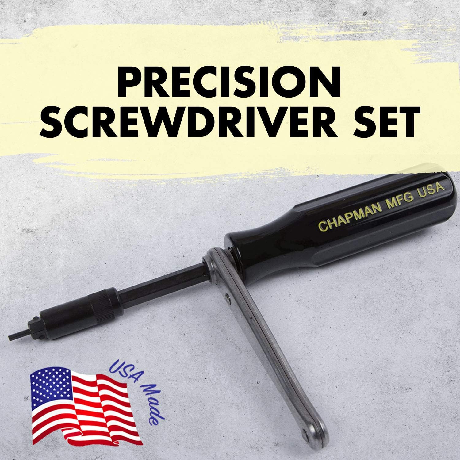 Chapman MFG 7331 All-Purpose Standard Screwdriver Set - Includes Phillips, SAE Allen Hex & Slotted/Flathead Bits, Complete Set Offers 24 USA Made Insert Bits + Mini Ratchet Hand Tool (Desert Tan Case)