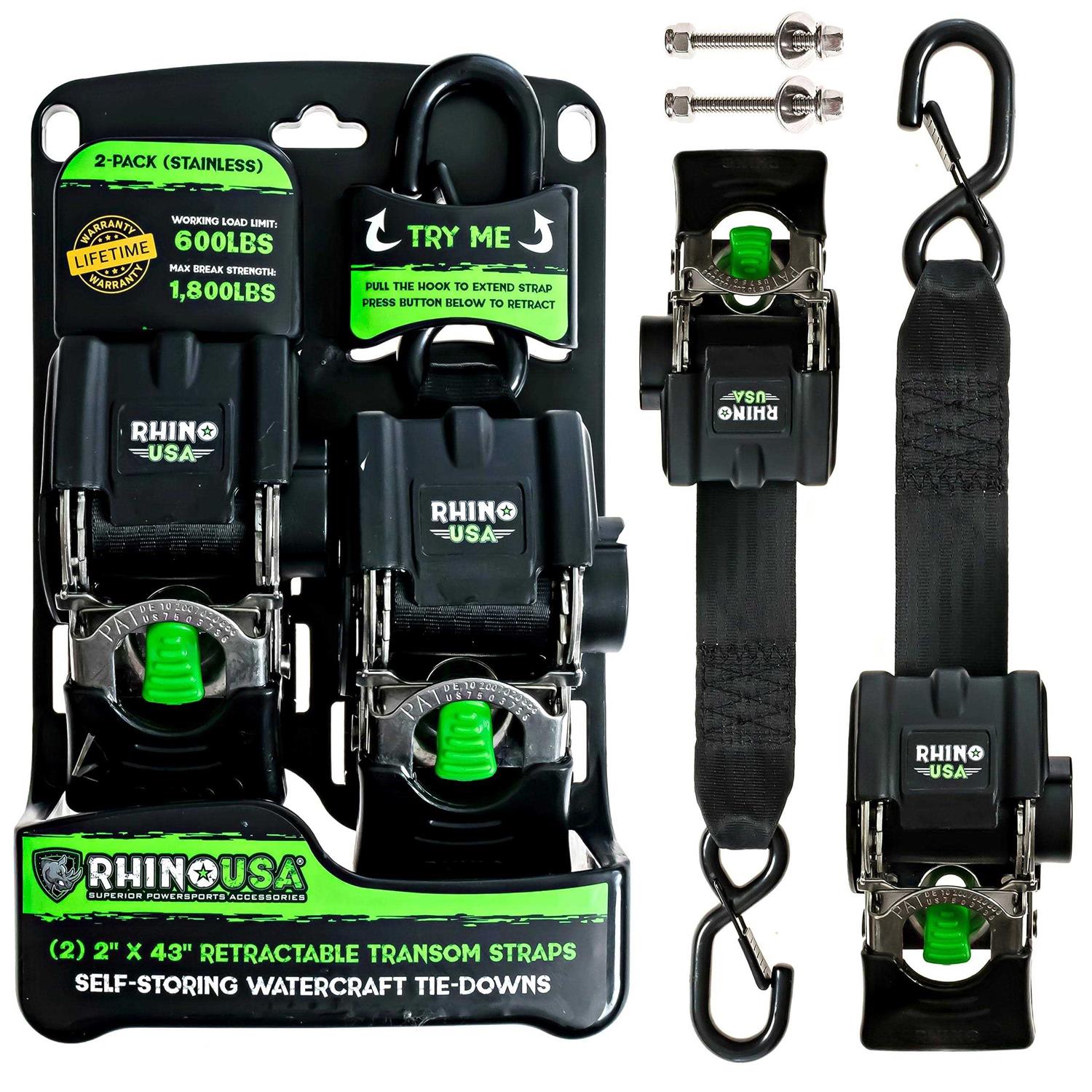 Rhino USA Retractable Transom Tie-Down Straps - Shop Hardware Tools Online Store