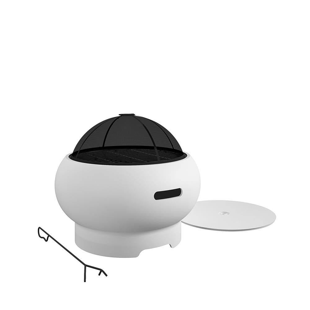 Novogratz Poolside Collection Asher 22x22 Wood Burning Fire Pit with Grilling Surface, Dark Gray
