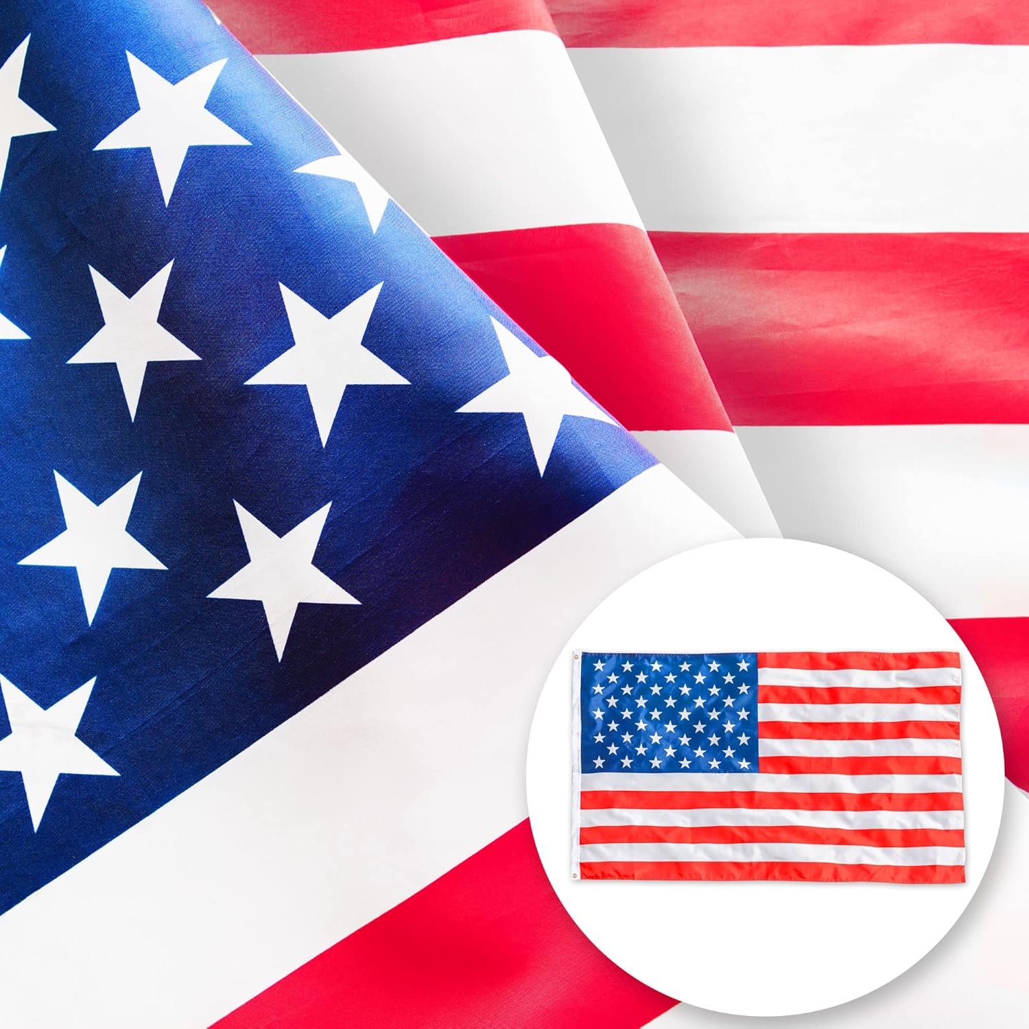 American Flag 3x5 Ft Outdoor - Heavy Duty USA Flag for Outside, Garden - UV Fade Resistant US Flags High Wind, Double Stitched & Brass Grommets, Vivid Colors