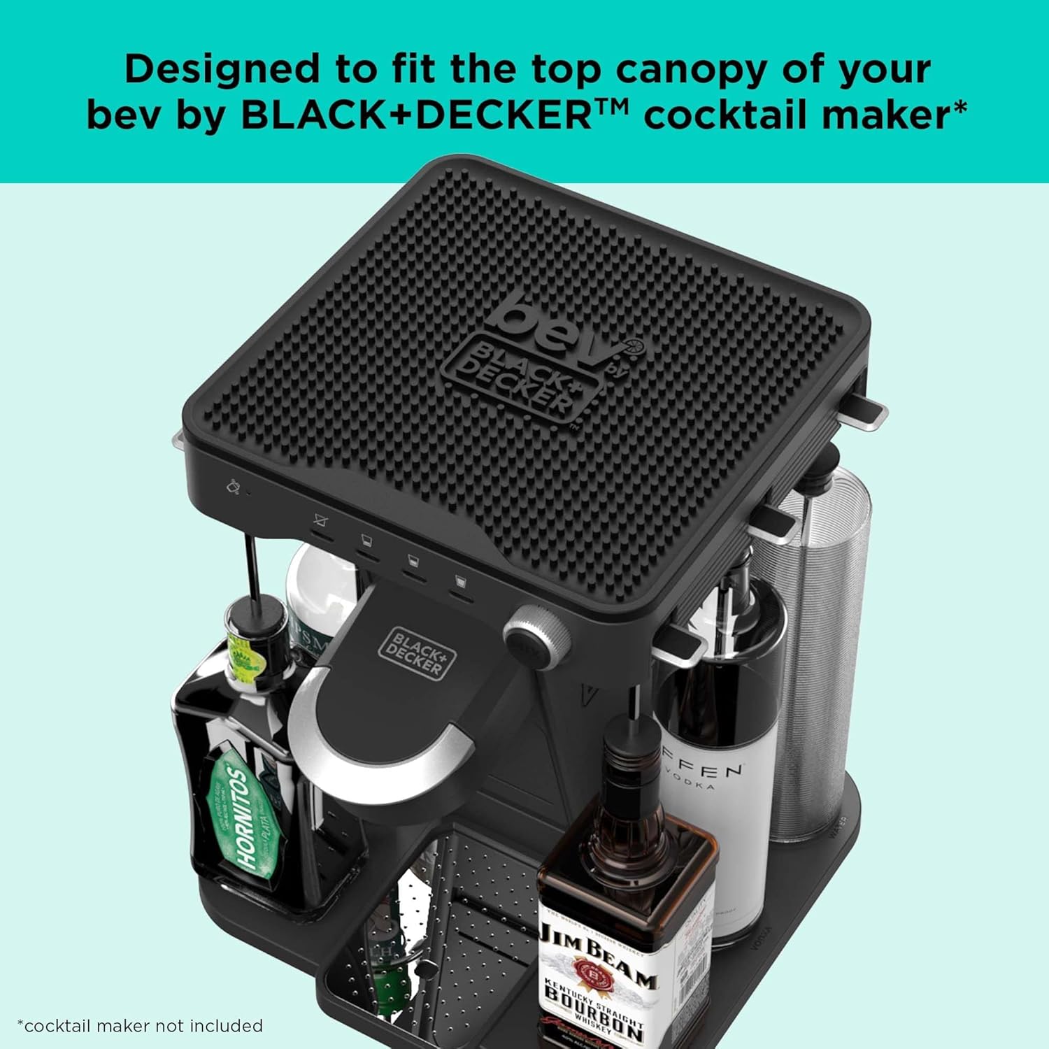 bev by BLACK+DECKER Cocktail Maker Machine and Drink Maker for Bartesian capsules (BEHB101) & bev by Cocktail Maker Glass Bar Mat, Dishwasher Safe (BEBM120​)