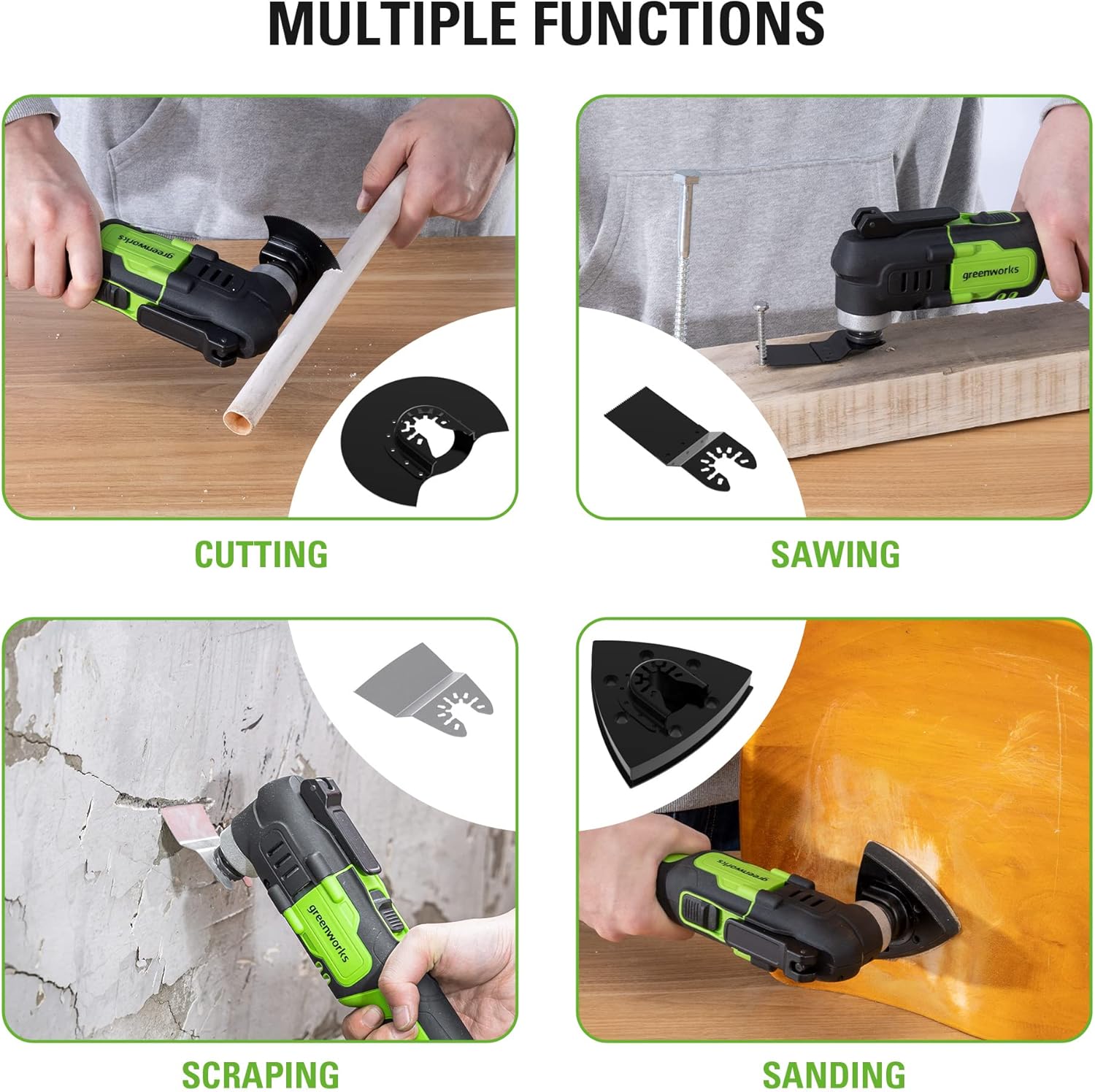 Greenworks 24V Cordless Multi-Tool, Battery and Charger Sold Separately Pack of 2