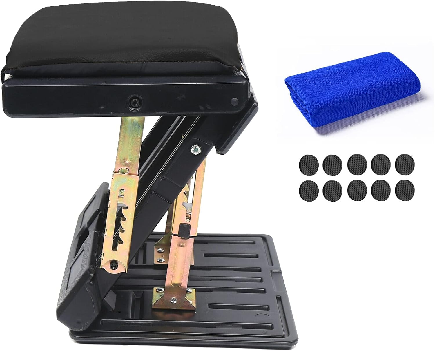 Ergonomic Footrest, Adjustable Footrest Max-Load 180Lbs with Removable Soft Foot Rest Pad Under Desk Footrest for Car, Home, Train, 4-Level Height Adjustment (Black) Pack of 2