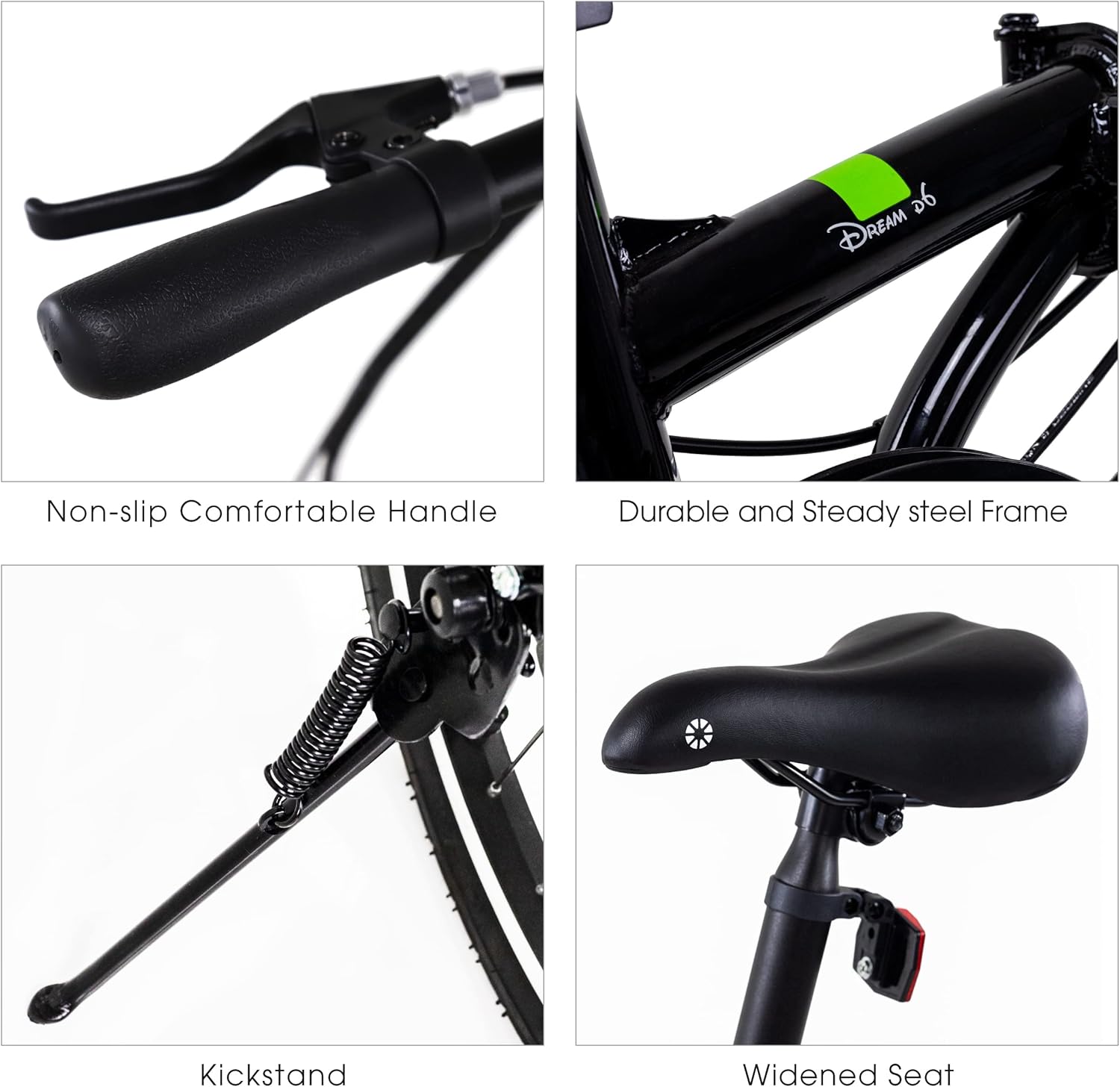 DAHON Dream D6 Folding Bike,20” Steel Frame 6-Speed Dahon Gear Foldable Bicycle for Adults, Black