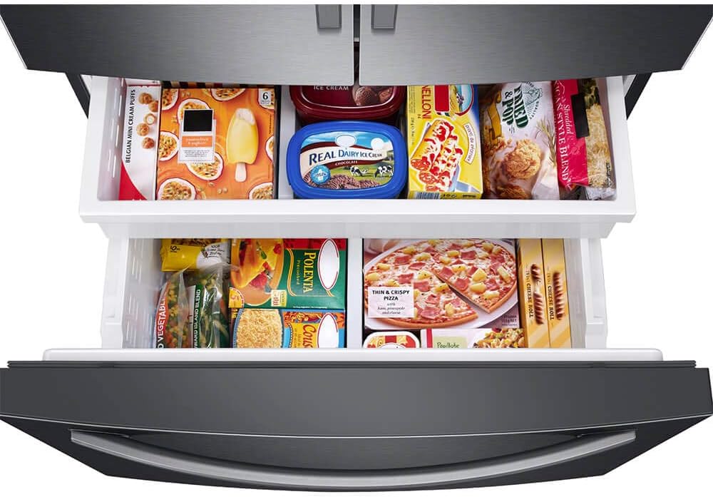 SAMSUNG RF27T5201SG 27 cu. ft. Large Capacity 3-Door French Door Refrigerator with External Water & Ice Dispenser in Black Stainless Steel