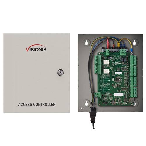 Visionis vs-axess 2etl Two Door Network Access Control Panel Controller Board with Cabinet TCP/IP Wiegand and Desktop Software w