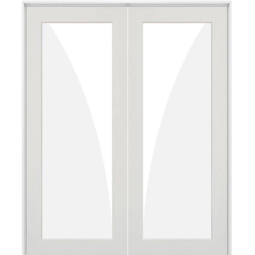 Krosswood Doors 60 in. x 96 in. Craftsman Shaker 1-Lite Clear Glass Right Handed MDF Solid Hybrid Core Double Prehung Interior D
