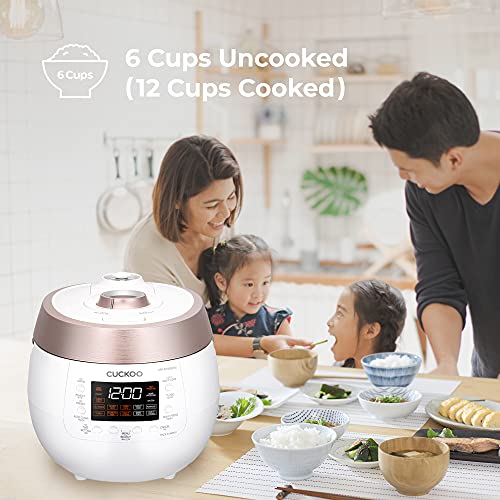 Cuckoo CRP-RT0609F 6 cup Twin Pressure Heating Plate Rice Cooker & Warmer with High Heat, GABA, Mixed, Scorched, Turbo, Porridge, Baby Food, Steam (Hi/Non Press.) and more, Made in Korea