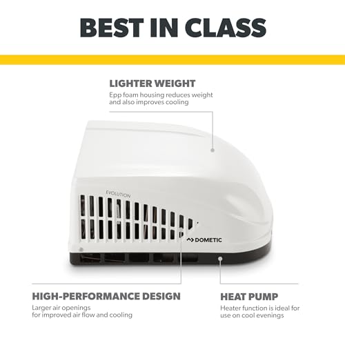 Dometic Brisk II Evolution Air Conditioner with Heat Pump - 15K BTU, Standard Profile Rooftop Heat Pump, Ducted or Non-Ducted Application