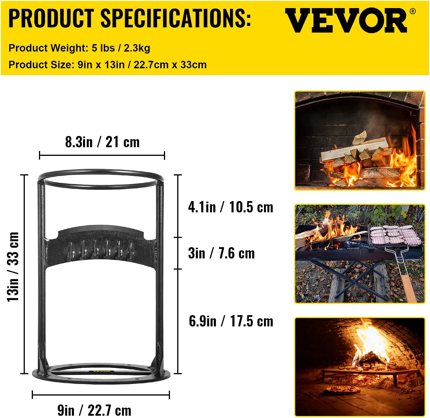 VEVOR Log Splitter 13 x 8.3, Wood Splitter for 6 Diameter Wood, Firewood Splitter 5 Lbs, Easy to Carry, Manual Log Splitter Made of Q235 Steel, with 4 Screws & Blade Cover, for Home, Campsite Pack of 2
