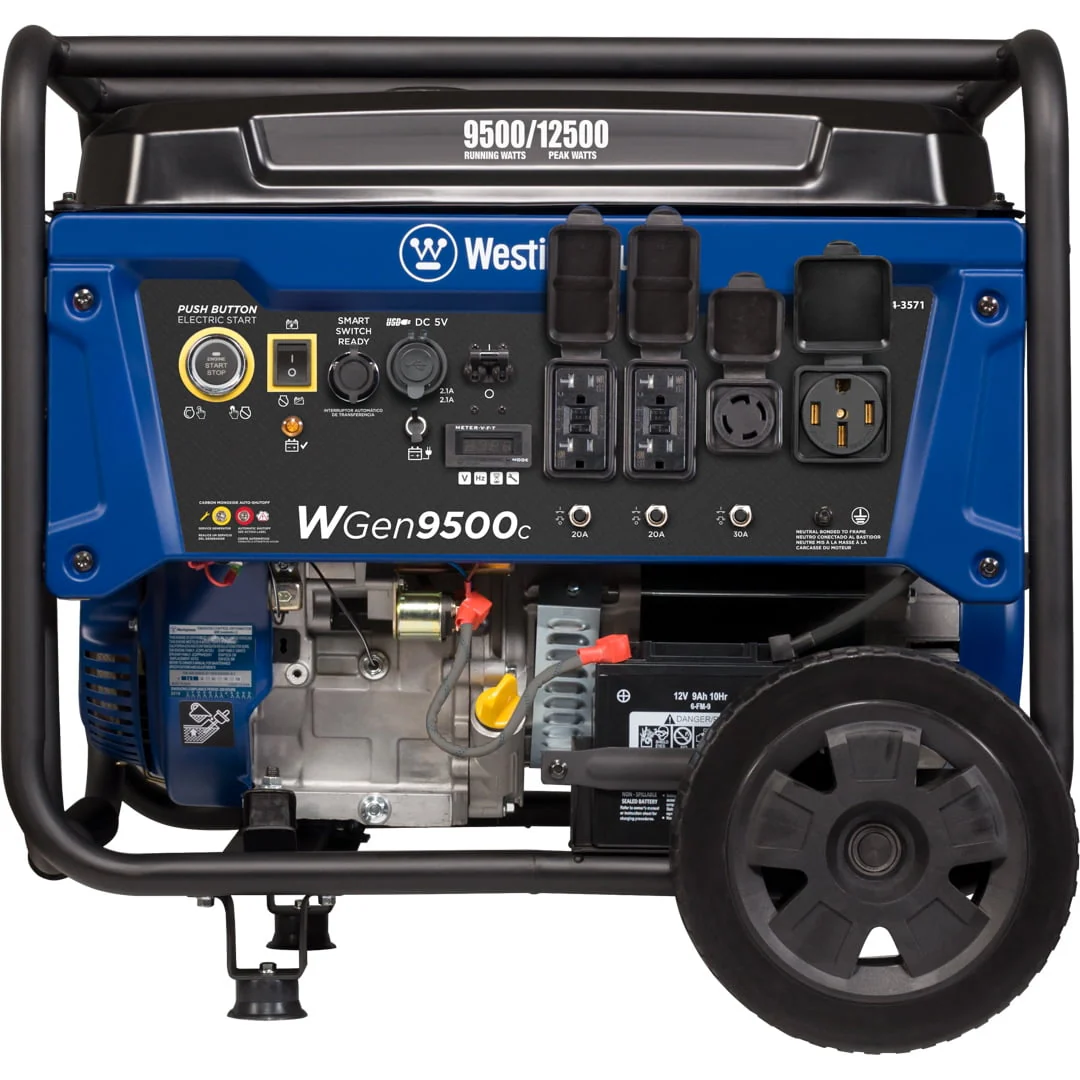 Westinghouse 12,500 Peak Watt Dual Fuel Portable Generator, Gas/Propane, Transfer Switch Ready, CO Sensor