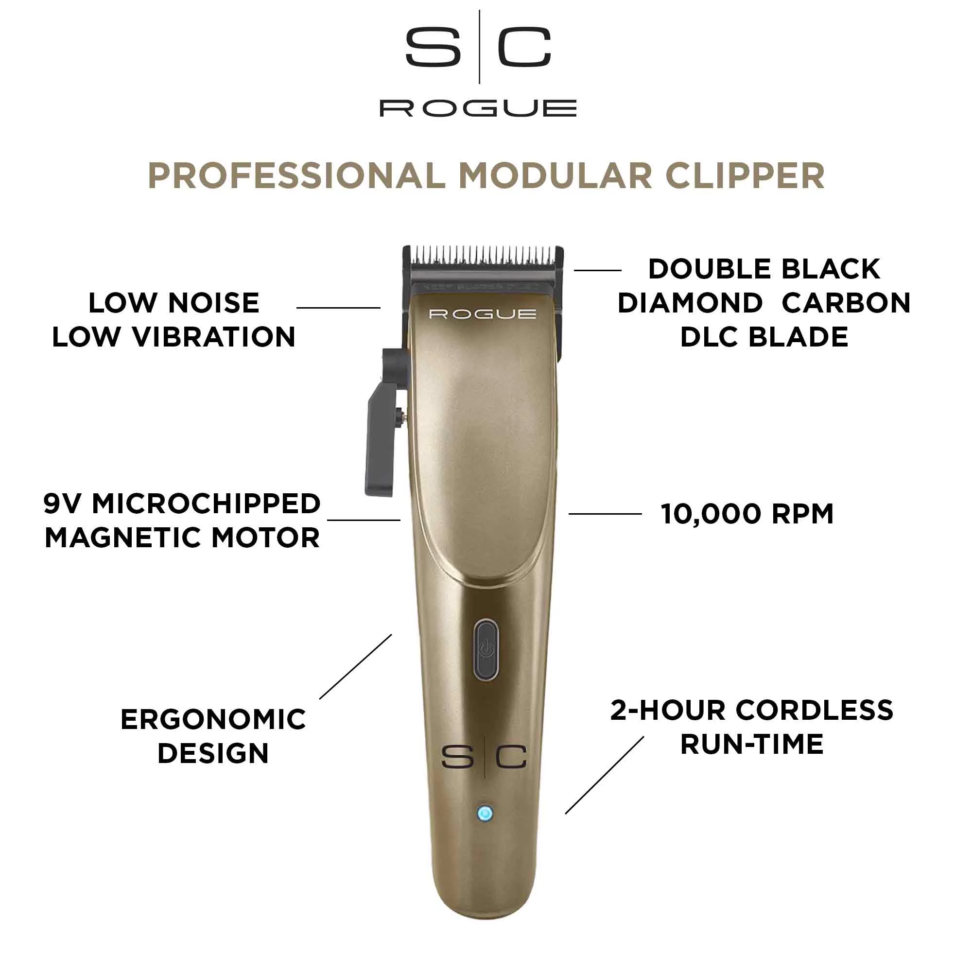 StyleCraft Rogue Professional 9V Magnetic Motor Cordless Clipper and Trimmer Combo Set
