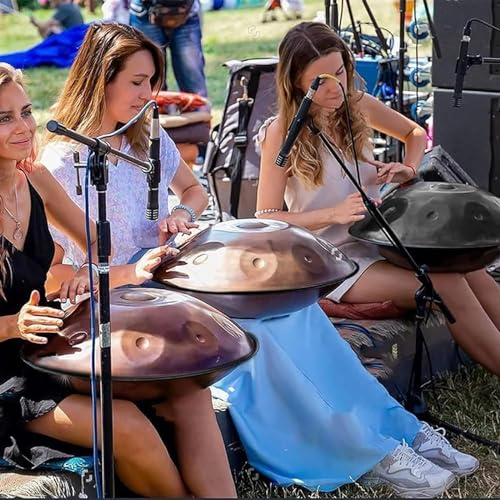 Handpan Drum 9/10/12 Notes 22 Inch Handpan Drum 432HZ/440HZ D minor, harmonic percussion for sound healing, personal meditation, yoga (Gold)(Size:9 Notes(440HZ))