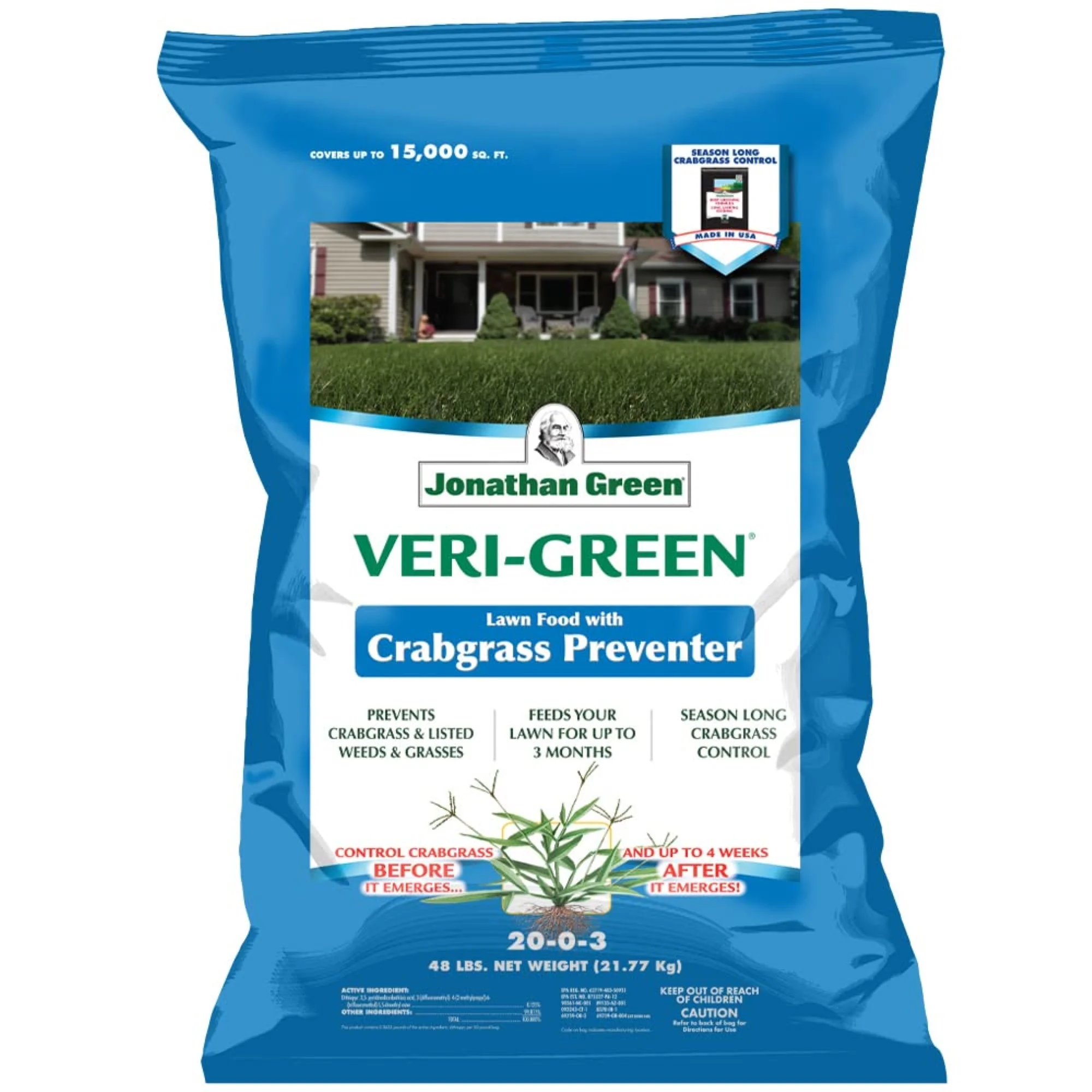 Jonathan Green Veri-Green Lawn Food with Crabgrass Preventer 15M (15,000 sq ft Coverage) - Curated Treasures Market