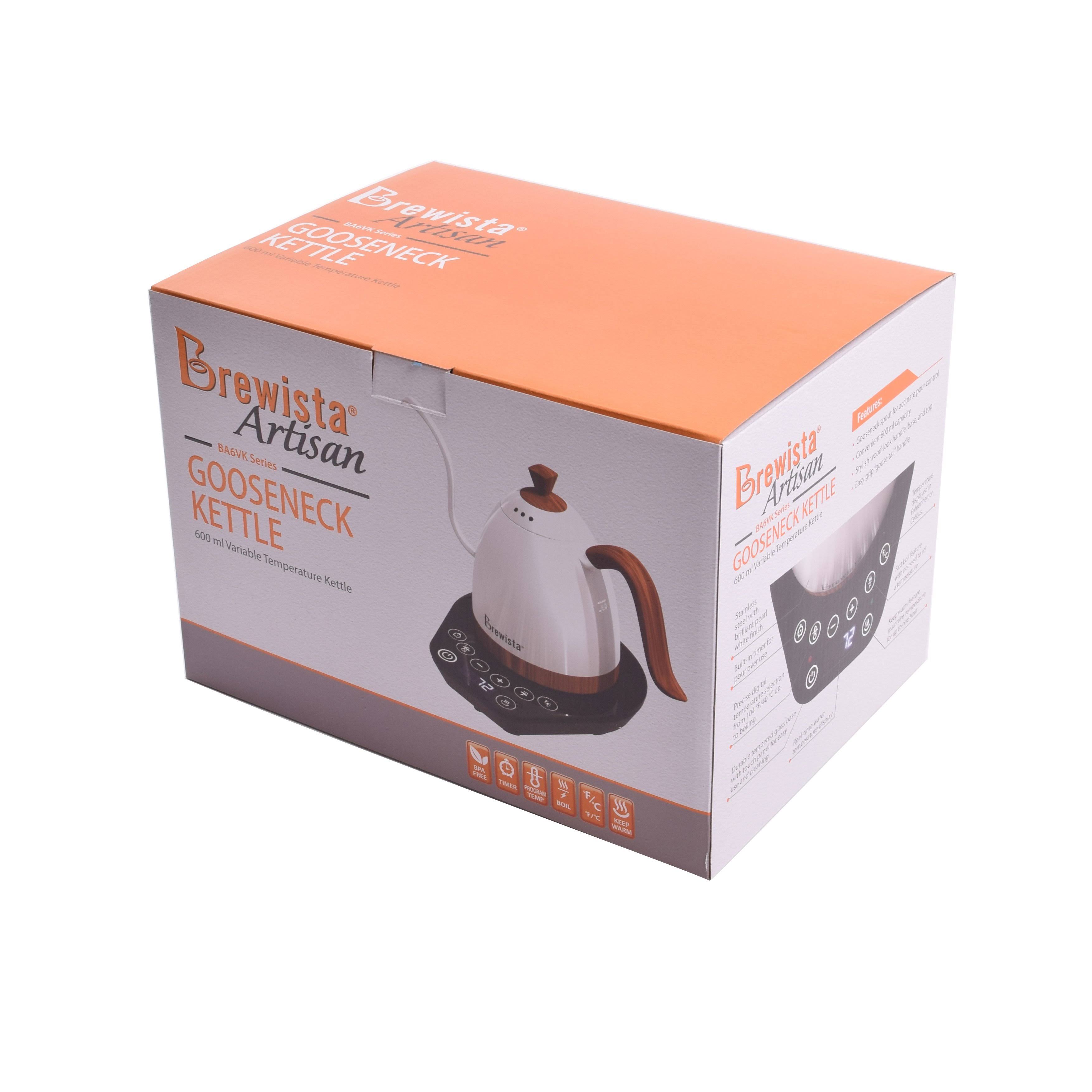 Brewista BA6VKETLPW Artisan Gooseneck Variable Kettle, 600ml, Pearl White