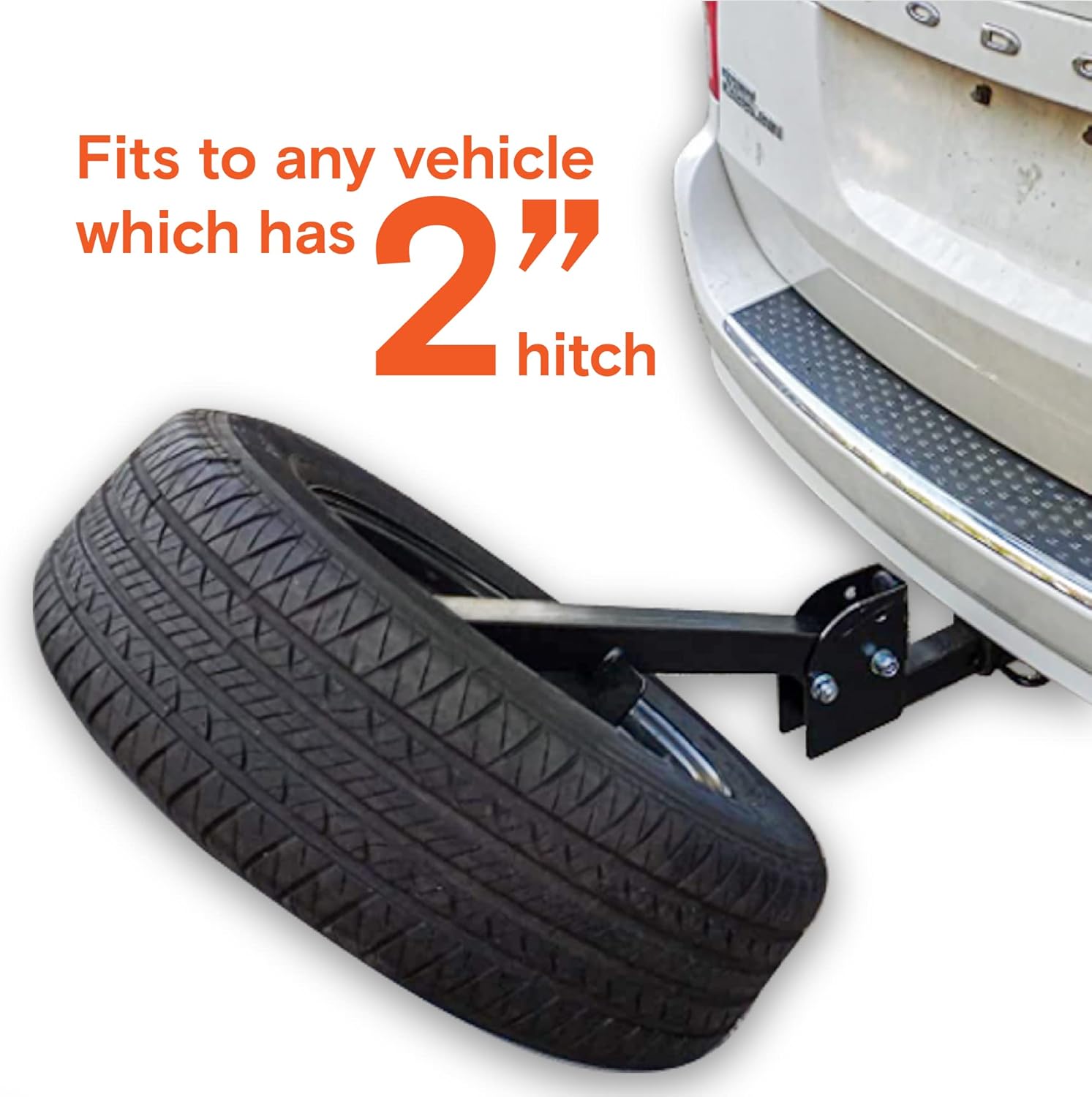 FIXA TOOLS Hitch Spare Tire Mount Universal Trailer Hitch Tire Carrier Foldable Construction for SUV Hitch Mount Collapsible Mount Rack Adaptor for 2-inch Receiver Front and Back Rear Tailgate