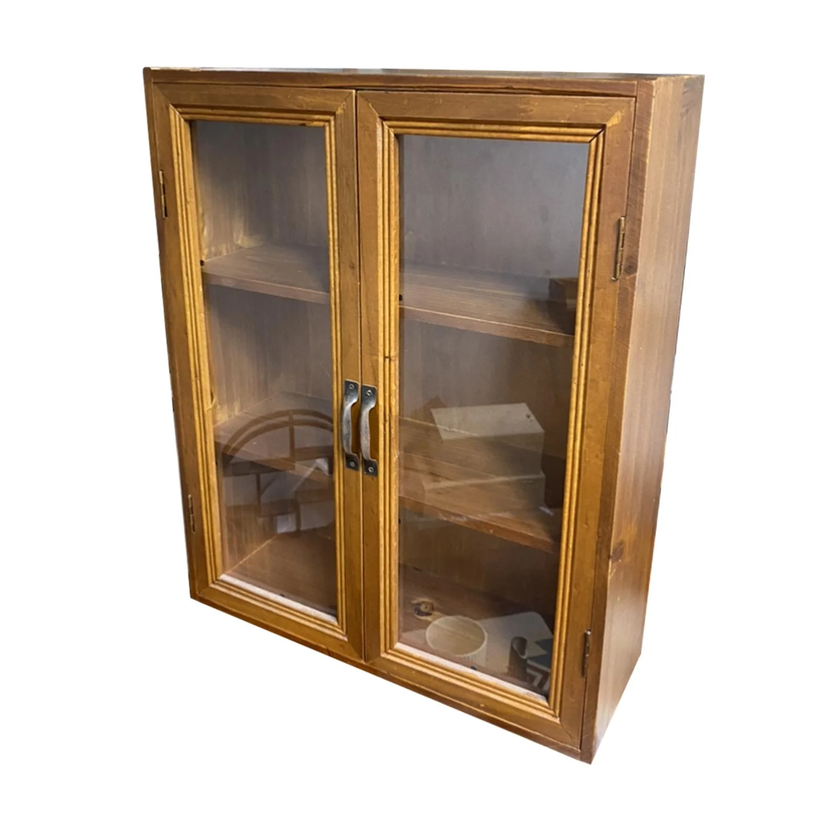 Retro Storage Cabinet Organizer Tabletop Showcase Small Rustic Display Cabinet Storage Shelf for Dresser Bedroom Living Room Style C
