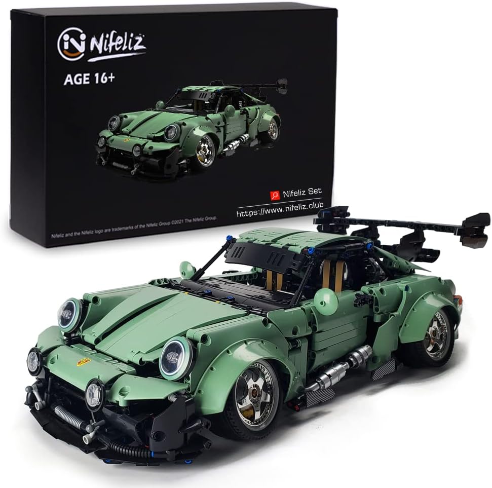 Nifeliz Pr 966 Sport car MOC Building Blocks and Construction Toy, Adult Collectible Model Cars Set to Build, 1:8 Scale Retro Car Model, NEW2022 (2435 Pcs)