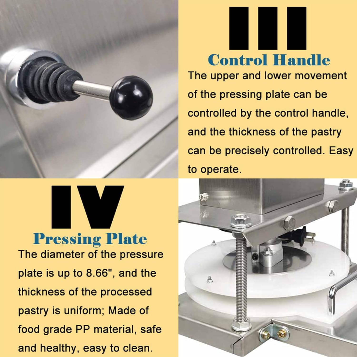 INTBUYING Electric Pizza Dough Press Machine 8.6inch Commercial Electric Dough Roller Sheeter Pastry Pizza Dough Pastry Press Making Machine for Pressing Pizza Hand-held Cakes