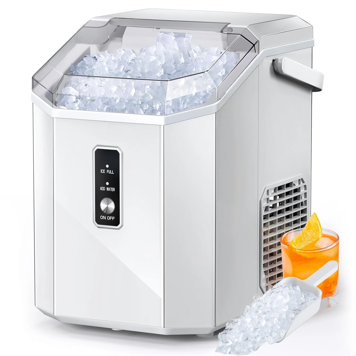 Nugget Ice Maker Countertop, Pebble Ice Maker with Soft Chewable Pellet Ice, 33Lbs/Day, Self-Cleaning, One-Click Operation, Portable Nugget Ice Machine for Home Office Kitchen Bar Party - Curated Treasures Market