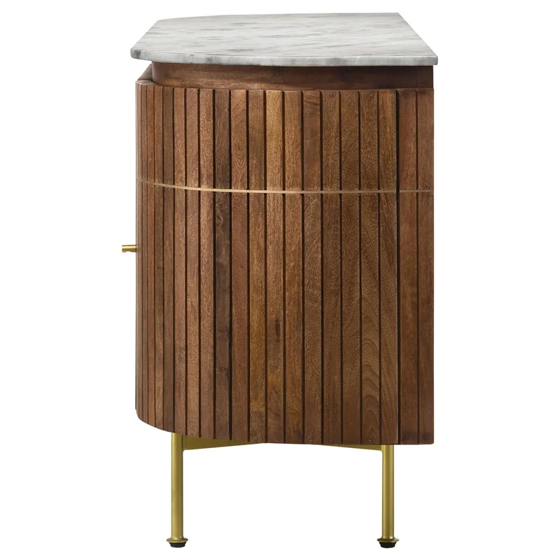 Coaster Ortega 4-door Marble Top Dining Sideboard Server in White and Natural