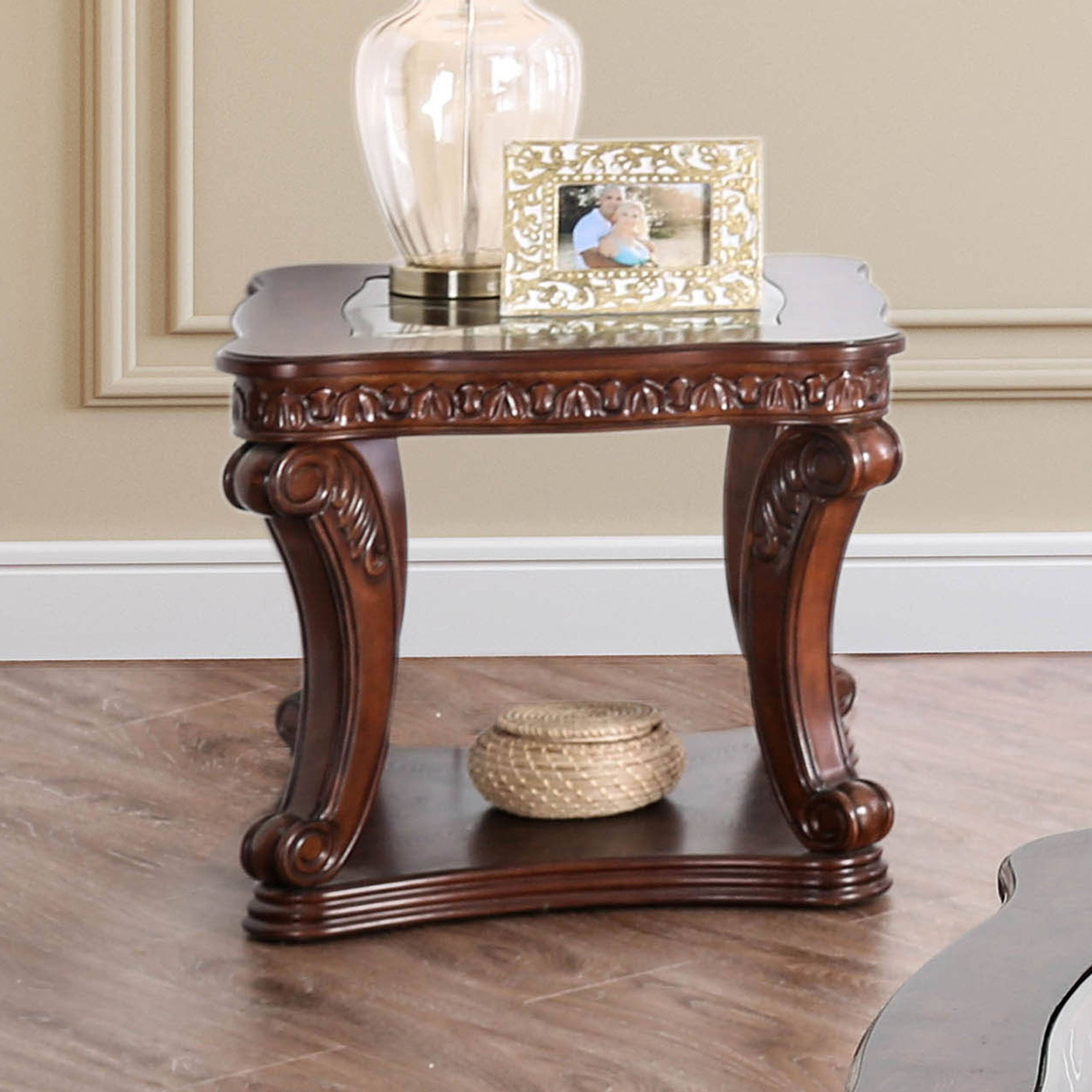 Furniture of America Rend Traditional Oak Solid Wood End Table, Brown