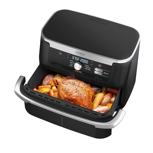 Ninja Foodi FlexBasket Air Fryer with MegaZone & Basket Divider for Large Proteins & Full Meals, Smart Finish Cook 2 Foods 2 Ways, Family Sized Capacity, Air Fry, Roast & More