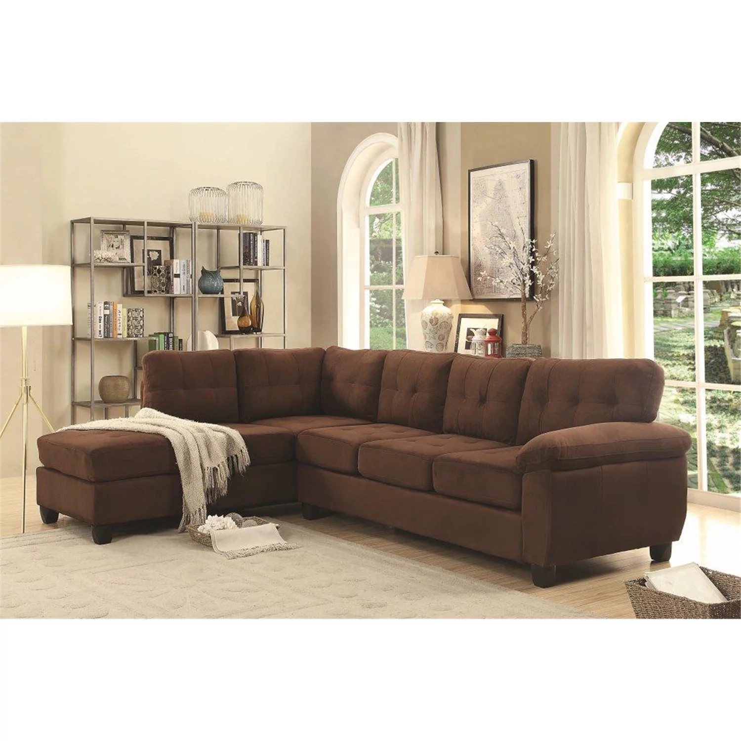 Glory Furniture Gallant Microsuede Sectional in Chocolate