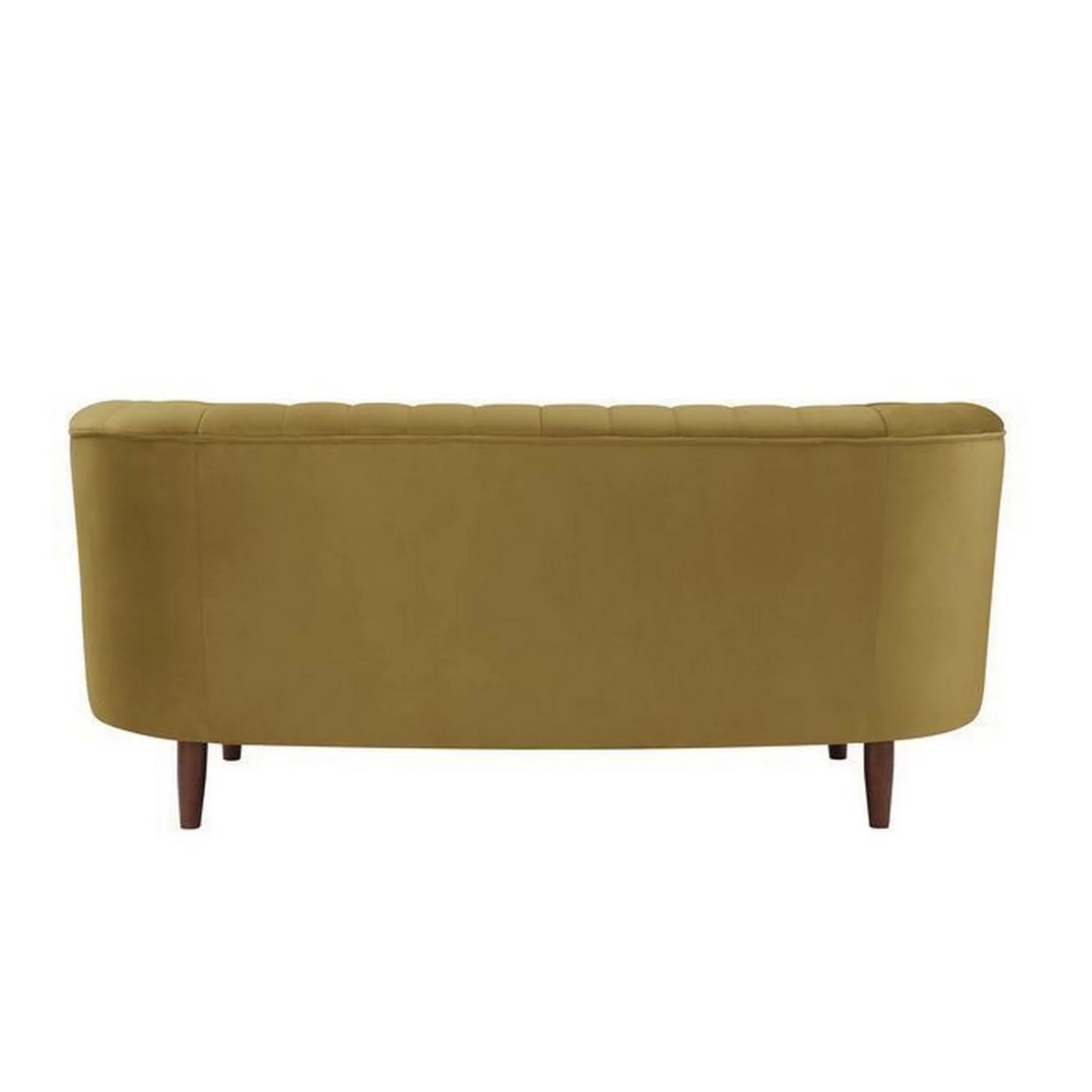 Loveseat with Vertical Channel Tufting and Curved Design, Yellow