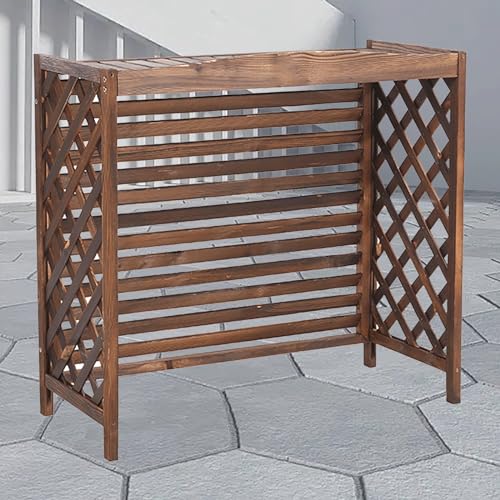 KAXLDHH Outdoor Air Conditioner Cover Ac Unit Fence, Wooden Flower Stand Trash Can Enclosure Privacy Fence Screen Decorative Fence Panel Condenser Protective Cover