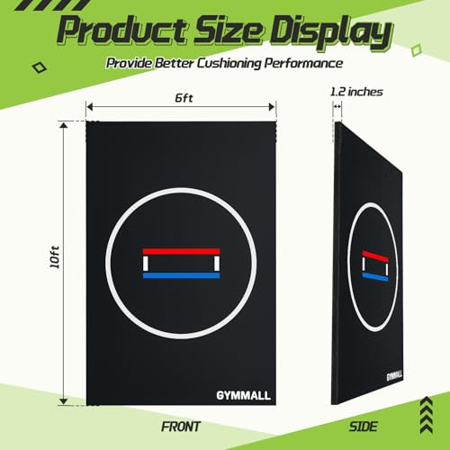 Wrestling Mat 6.6'x10'/10'x10' for Home Outdoor Indoor, 1.2" Thick Foldable XPE Jiu Jitsu Floor Exercise Mat for Gymnastics, PE Training, BJJ, MMA, Martial Art, Grappling, Judo, Boxing, Yoga