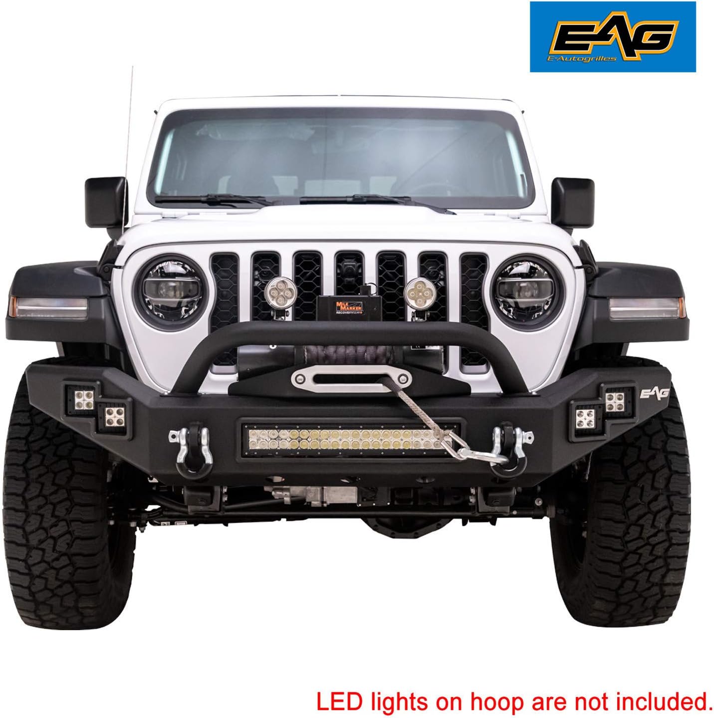EAG LED Front Bumper with Winch Mount Plate Fit for 2020 2021 2022 Gladiator JT