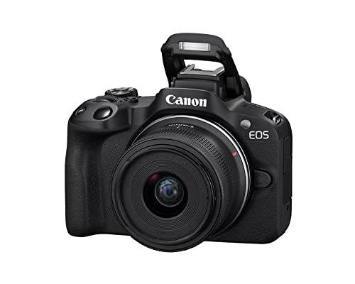Canon EOS R50 Mirrorless Camera RF-S18-45mm F4.5-6.3 is STM Lens Kit, 24.2 Megapixel CMOS (APS-C) Sensor, 4K Video, Hybrid Camera, Photo and Video, Vlogging, Content Creator, RF Mount, Black