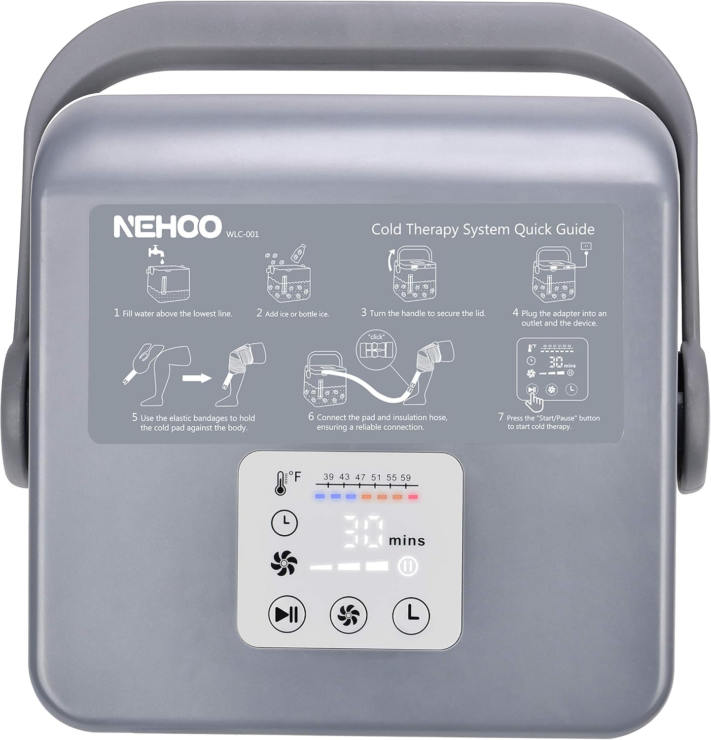 NEHOO Cold Therapy System, Low Noise Ice Therapy Machine, Continuous Cryotherapy Cold Pack, Universal Pad for Knee, Ankle, Cervical, Back, Leg and Hip