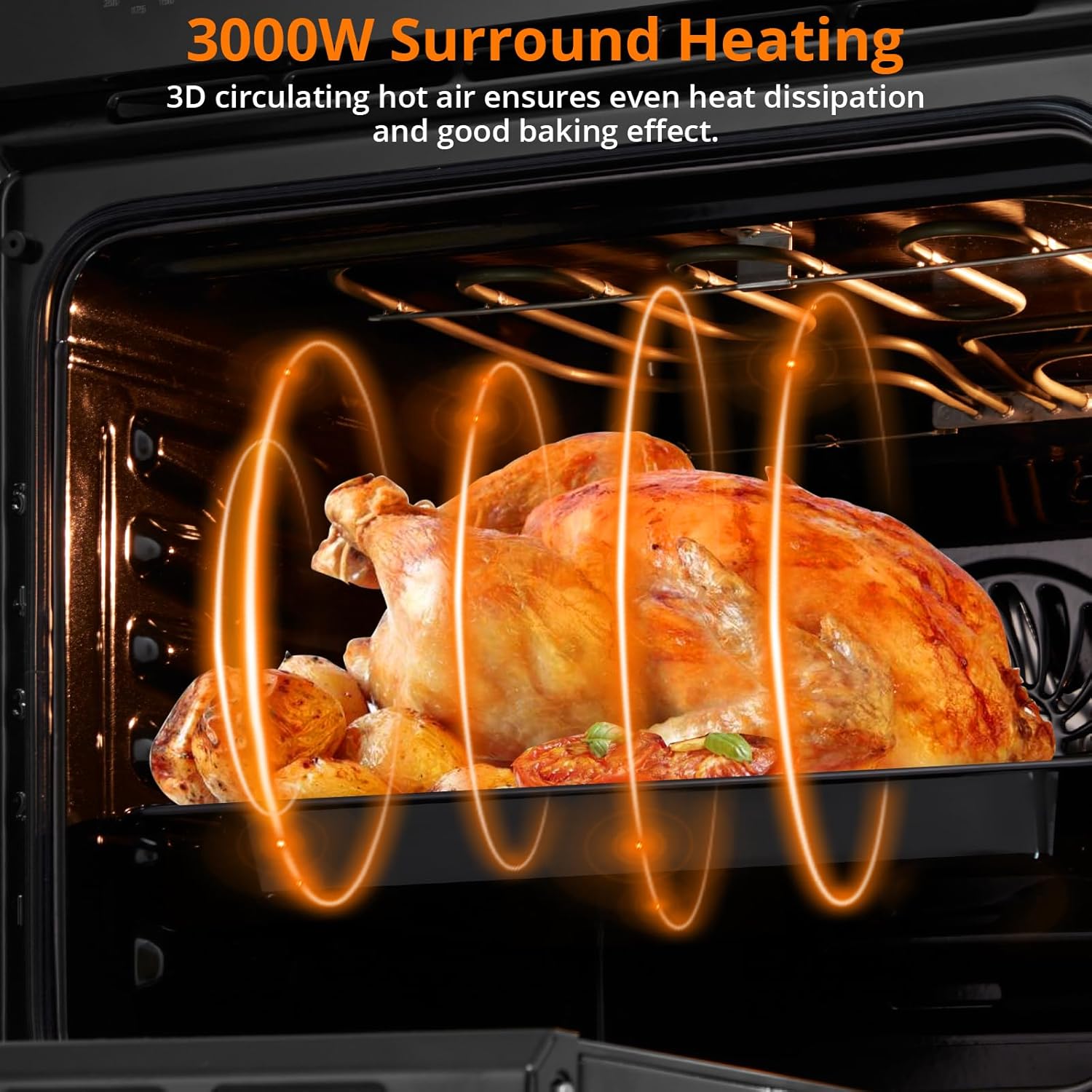 24" 2.5 CF Single Wall Oven, Built-in Convection Ovens with 11 Cooking Modes, 3000W 240V Electric Oven, Stainless Steel, Touch Control, Timer, Safety Lock