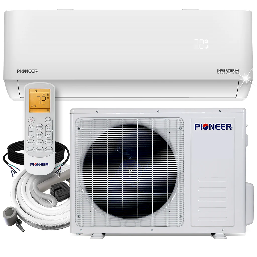 Pioneer® Diamante Ultra 12,000 BTU 22 SEER Ductless Mini Split Inverter++ with 16 Ft. Kits, WYT012ALFI22RL