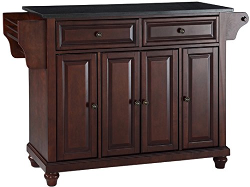 Full Size Kitchen Island with Solid Black Granite Top