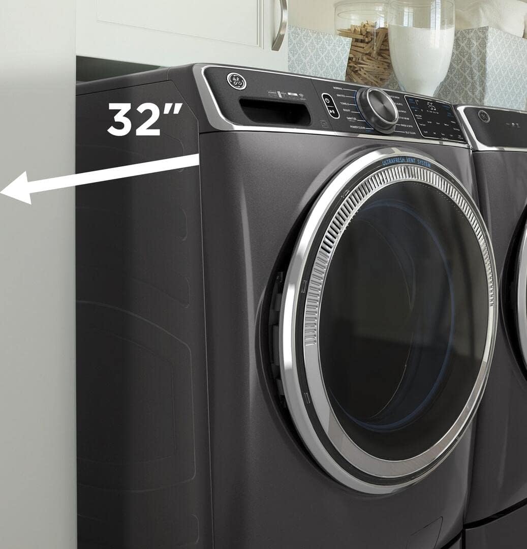 GE GFW550SPRRS 28 Inch Smart Front Load Washer with 4.8 cu. ft. Capacity, 1300 RPM, Time Saver Option, Connects with Amazon Alexa, in Saphire