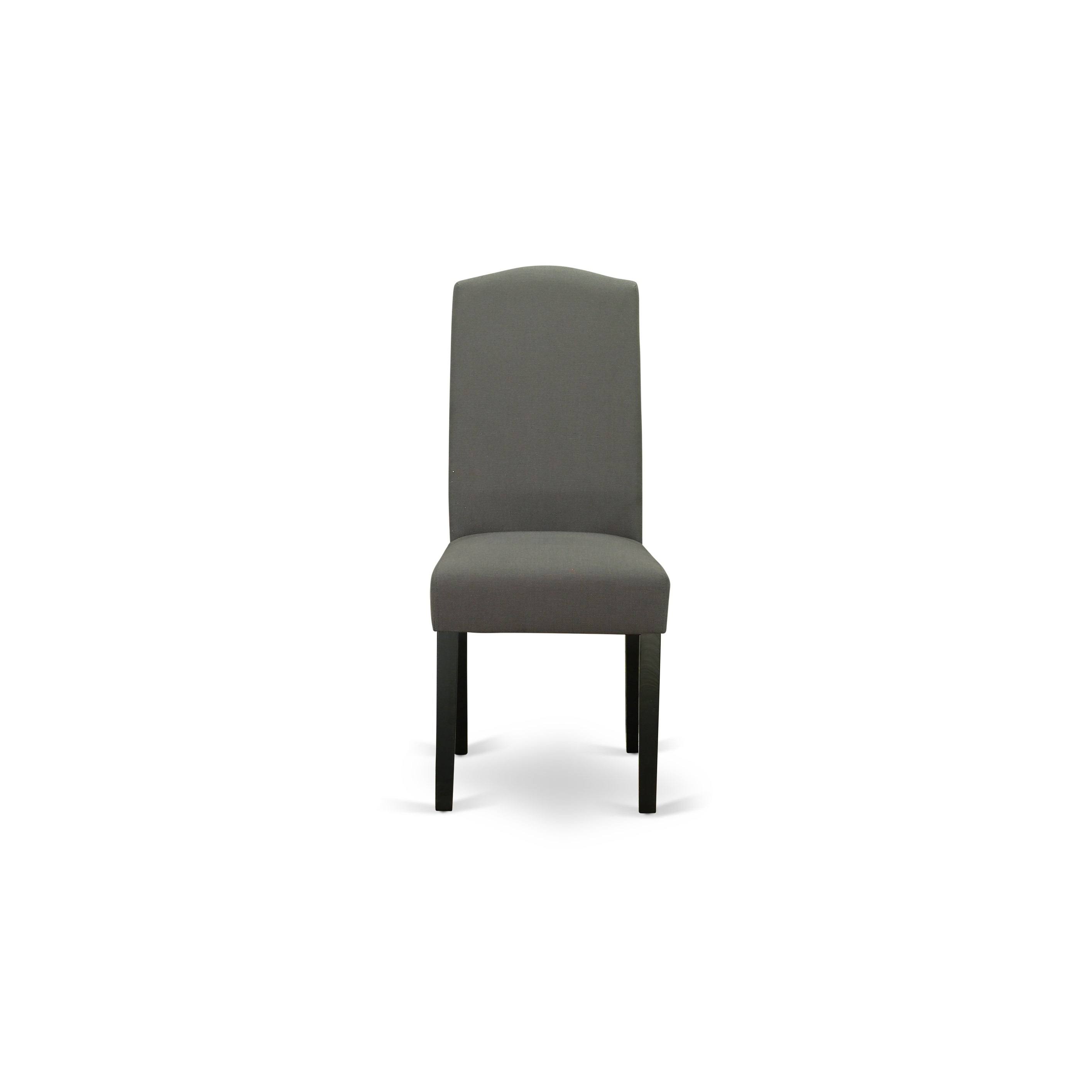 East West Furniture Encinal Parson Linen Fabric Chair - Set of 2-Color:Light Pickle/with Oak Leg, Gray