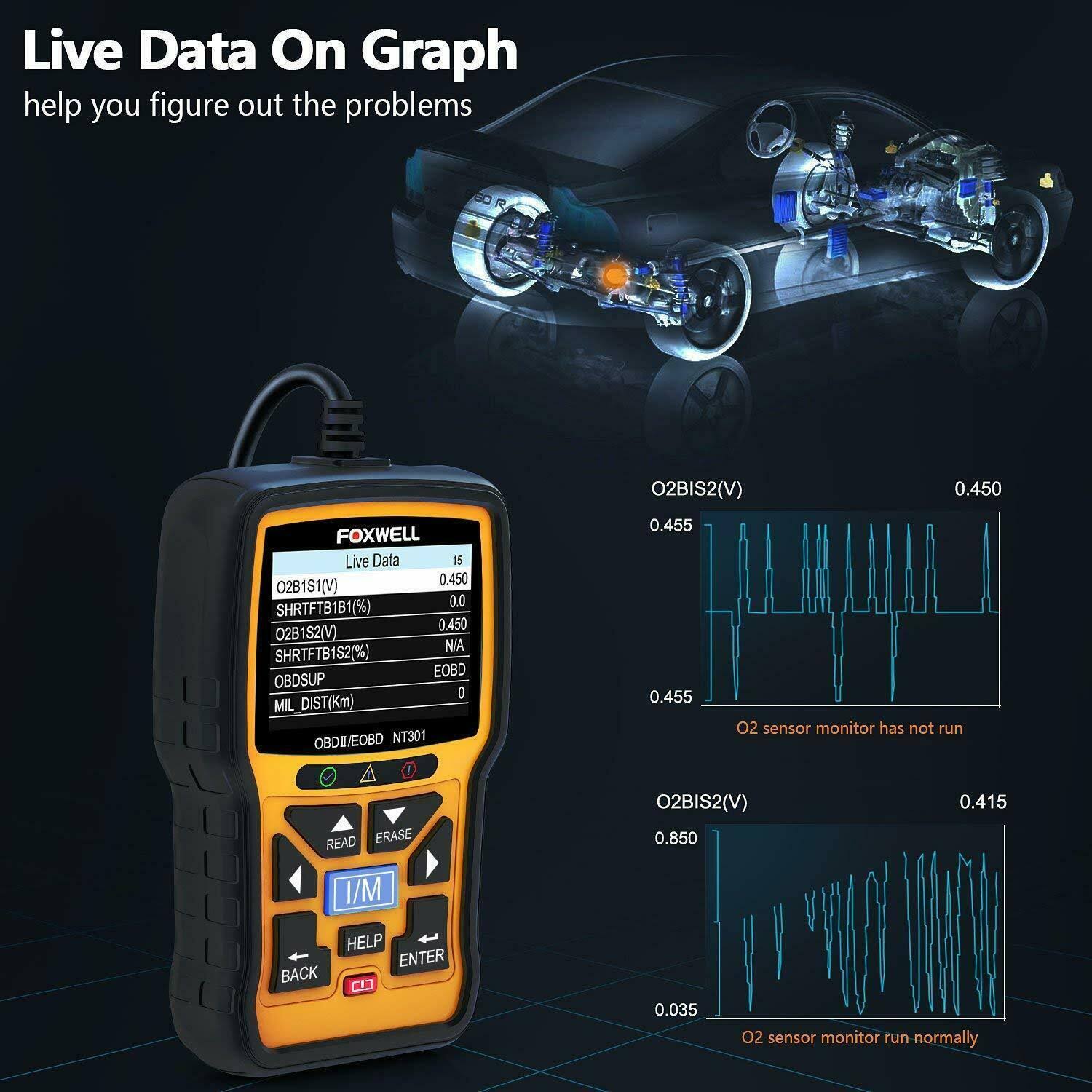 Foxwell NT301 OBD2 Scanner Professional Mechanic OBDII Diagnostic Code Reader