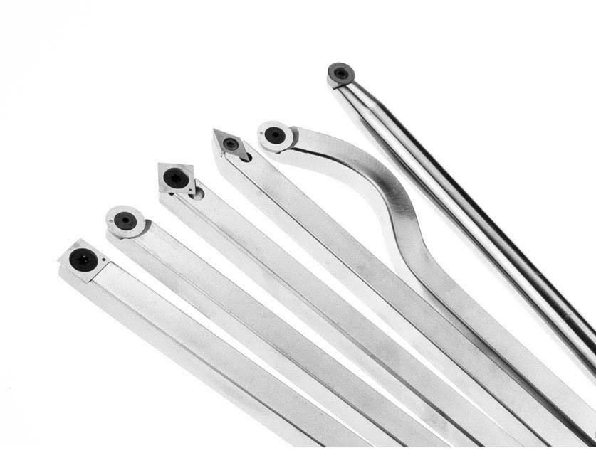6 Tool Set of Carbide Wood Lathe Tools Plus Interchangeable Foam Grip Handle, Size: 4, with 3 Handles