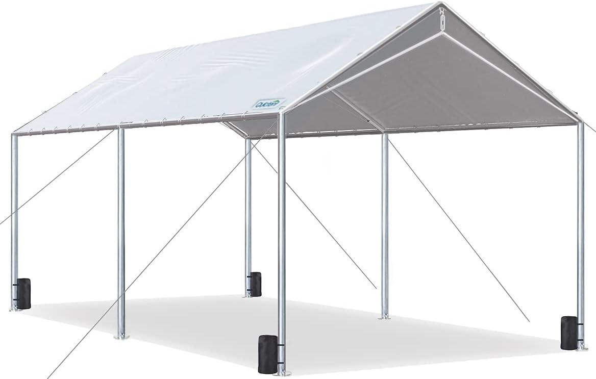 Quictent 10X20ft Upgraded Heavy Duty Carport Car Canopy Party Tent with 3 Reinforced Steel Cables-Green