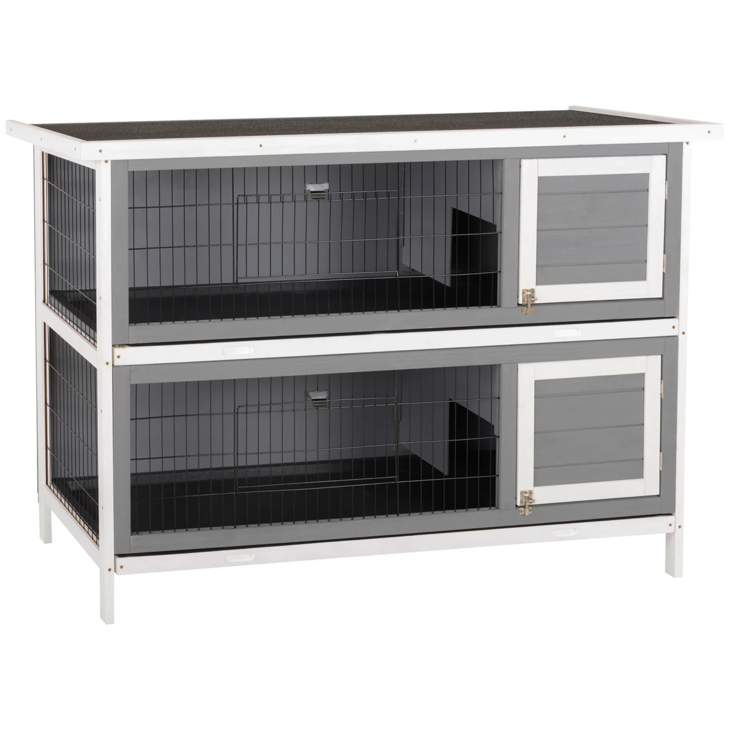 YLtoohoom PawHut 54” 2-Story Large Rabbit Hutch Bunny Cage Wooden Pet House Small Animal  with Lockable Doors  No Leak Tray and waterproof Roof for Outdoor/Indoor Dark Grey - Curated Treasures Market