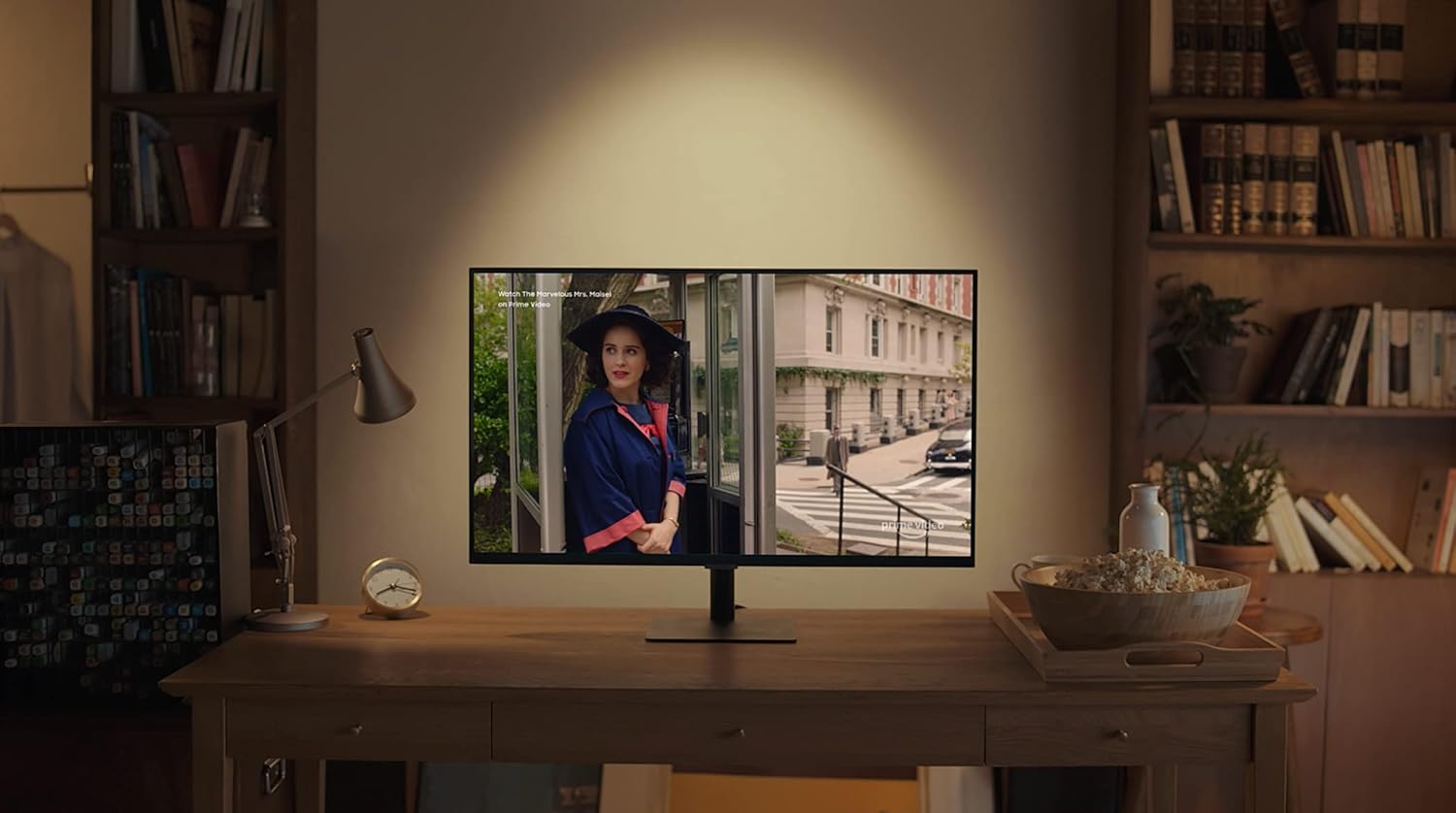 SAMSUNG 32-inch 4K UHD Smart Monitor with Adaptive Picture, Ultrawide Game View, Built-In Speakers, Remote, HDMI, USB-C, 2021 Model LS32AM702UNXZA, Black