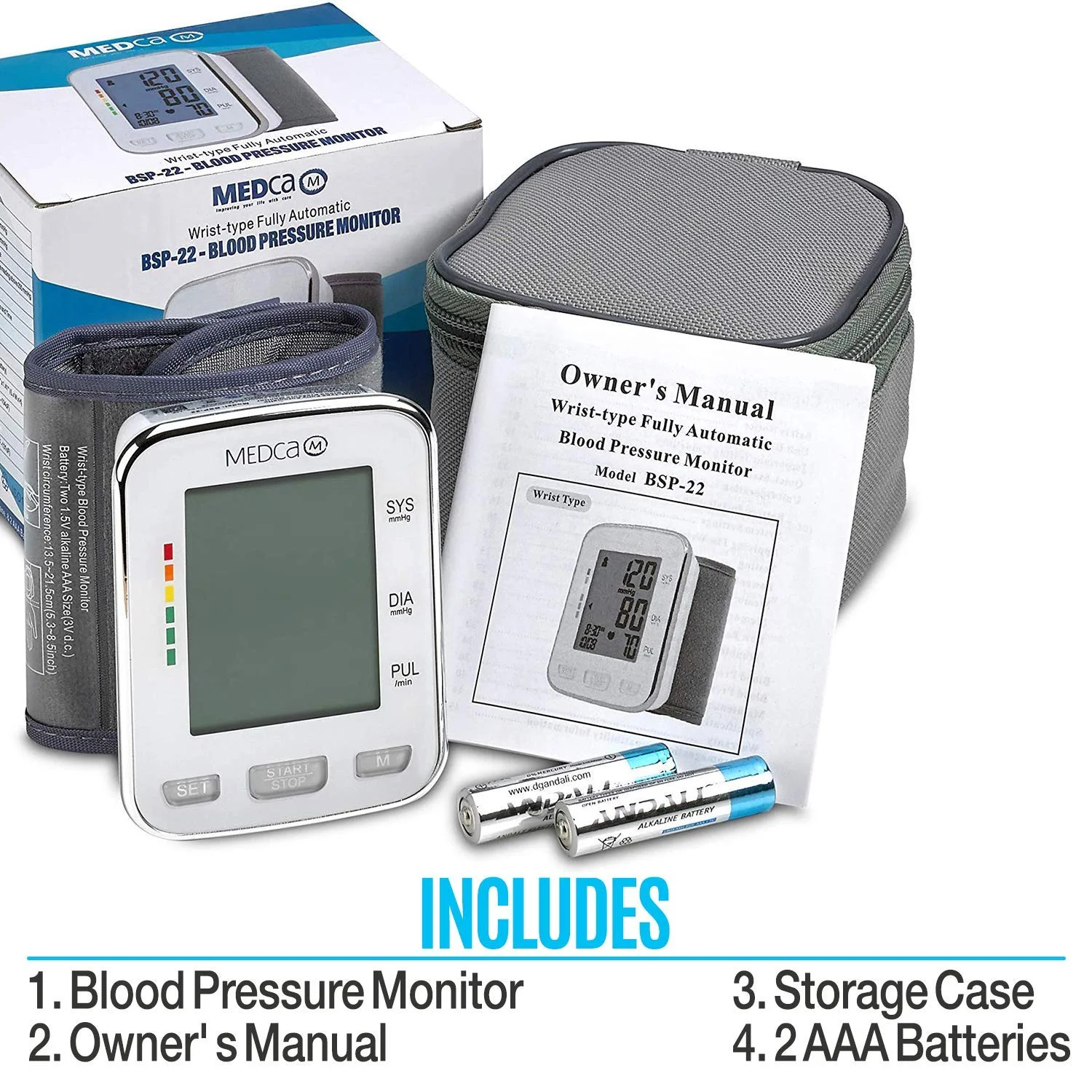 Blood Pressure Cuff Wrist with Monitor and Portable Fully Automatic BP Machine Band by MEDca - Curated Treasures Market