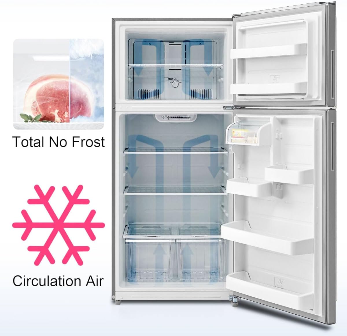 18 Cu.Ft Top Freezer Refrigerator, Apartment Size Refrigerator with Adjustable Feet, Garage Ready Refrigerator for Dorm, Garage, Office, Bedroom, Stainless Steel