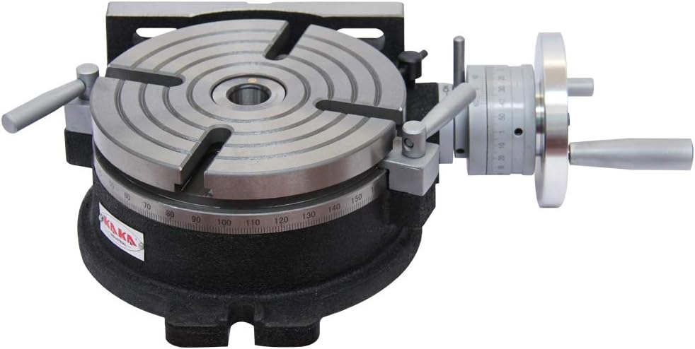 KAKA Industrial 8” Rotary table TSL Vertical & Horizontal MT3 Center Sleeve Rotary Table 4 slot Precision Milling Table(HV-8)
